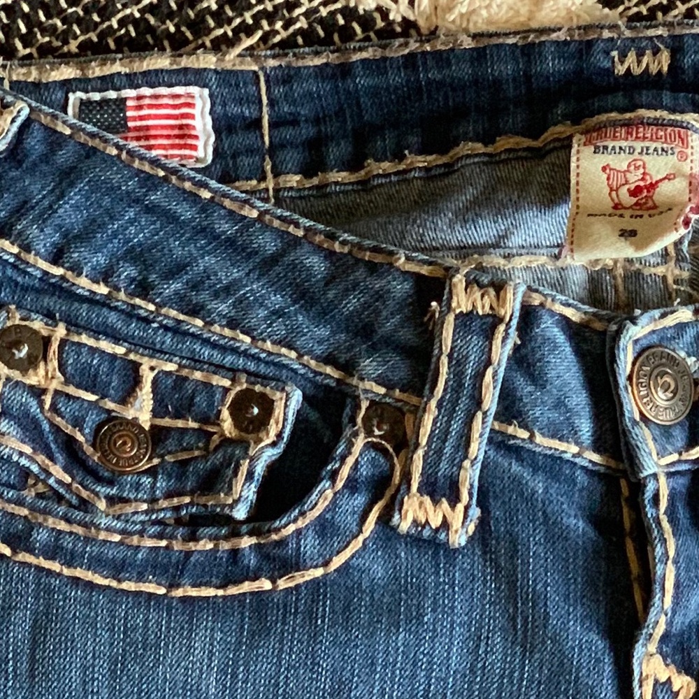 True Religion Thick Stitched Jeans 26x34 Low Rise
